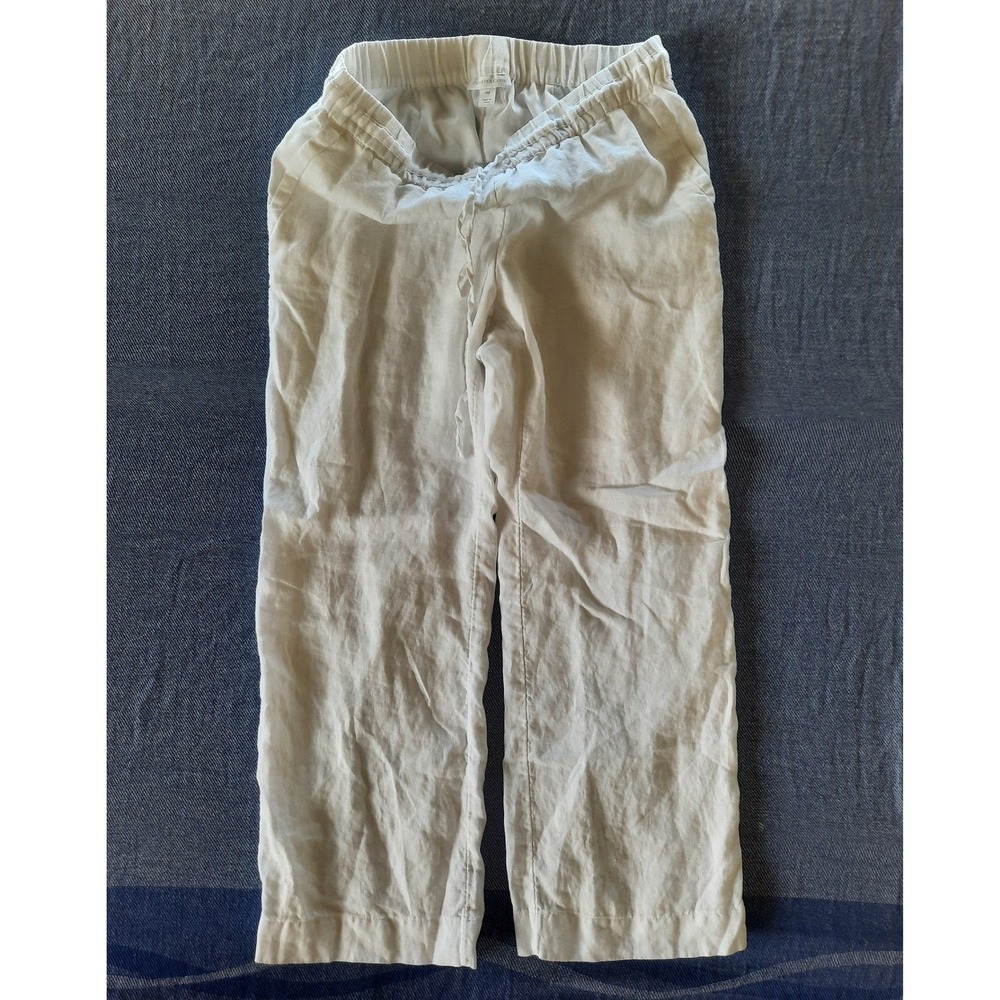 Charter Club Womens White Pure Linen Pull On Straight Leg Pants Petite Medium PM